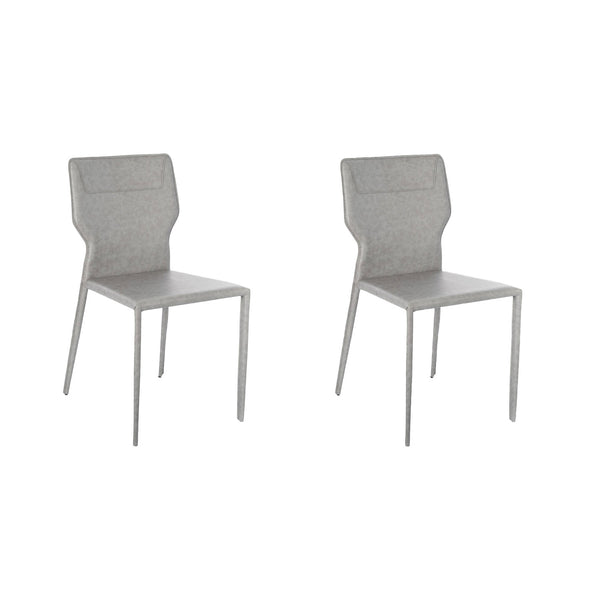 prezzo Set 2 Sedie 56x44xH86,5 cm in Similcuoio e Metallo Kim Grigio chiaro