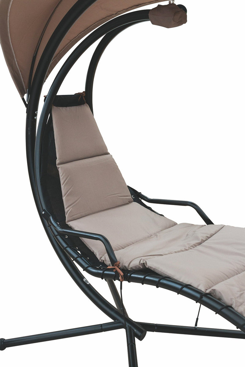 Amaca Dondolina da Giardino in Ferro e Textilene con Parasole Soriani Malibù Tortora