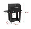 Barbecue a Carbone 110x44x120 cm con Coperchio Affumicatore in Acciaio Miranda Nero