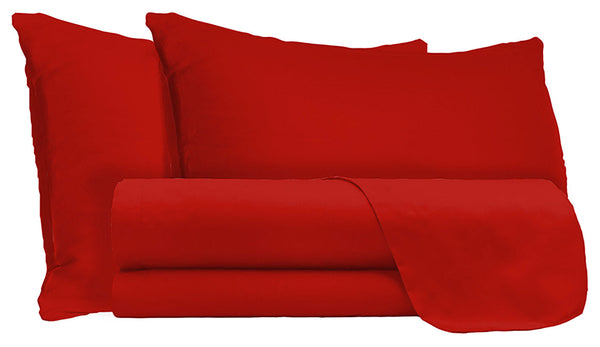 acquista Satz Doppellaken oben und unten und Kissenbezüge einfarbig rot