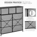 Cassettiera 9 Cassetti in Tessuto Pieghevoli Struttura in Acciaio 100x30x100 cm Nero e Grigio  