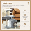 Albero Tiragraffi con Casetta e Piattaforme in Peluche 50x30x81,5 cm Pali in Sisal Grigio   