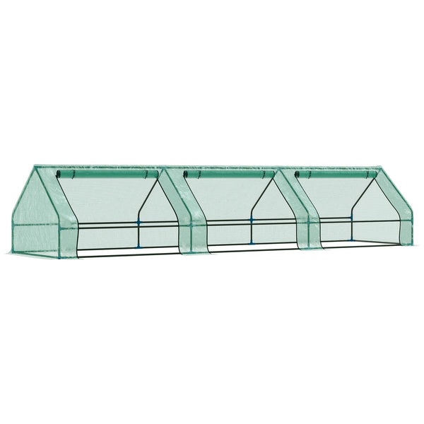 prezzo Mini Serra per Piante Impermeabile con 3 Ingressi Avvolgibili 400x100x80 cm Verde