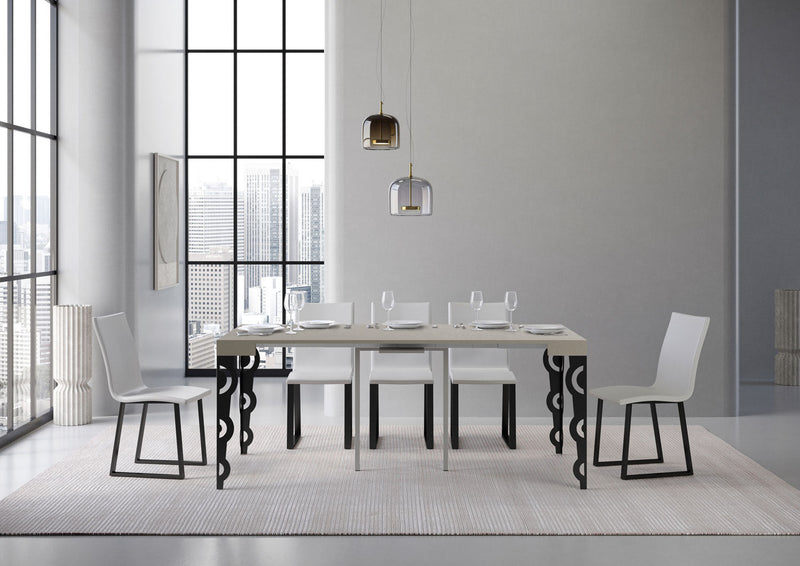 Consolle Allungabile 90-196x40x77 cm Karamay Small Cashmere Telaio Antracite 