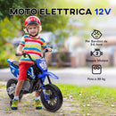 Moto Elettrica per Bambini 3-6 Anni 107x56x70 cm Batteria 12V e Rotelle Rimovibili Blu   