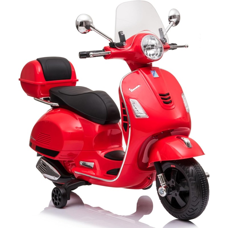 Moto Elettrica per Bambini Piaggio Vespa GTS SUPER 12V Full Optional con Bauletto Rosso 