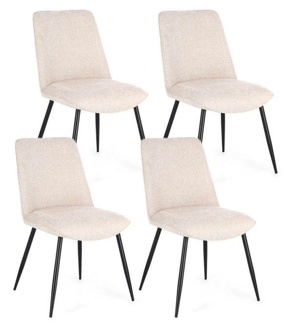 acquista Set 4 Sedie 48x62x84 cm Cora in Tessuto Nero e Beige