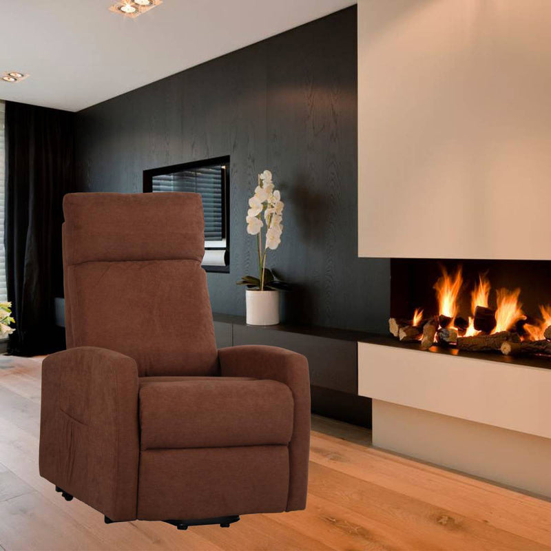 Poltrona Alzapersona Elettrica 1 Motore in Tessuto Marrone