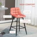 Set 2 Sgabelli con Schienale 45x47x88 cm in Poliestere Rosso