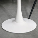 Tavolo Rotondo Ø70 cm in Metallo e Legno MDF Bianco Effetto Marmo