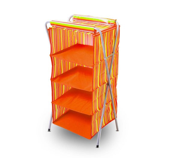 sconto Platzsparender Organizer mit Metallhalterung 4 Böden 80x40x32 cm Orange