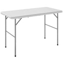 Tavolo da Campeggio Pieghevole 120x60x74 cm a 2 Altezze con Maniglia in HDPE Bianco      