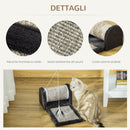 Tiragraffi per Gatti in Truciolato 44x24x16 cm con Gioco di Piume in Truciolato Peluche e Sisal Grigio