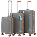 Set 3 Valigie Rigide 90-59-38L Ruote Easy Roll Manico Telescopico in ABS Grigio      