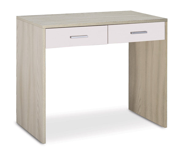 Scrivania da Ufficio 2 Cassetti 91x76x55 cm Olmo Chiaro/Bianco Fiammato sconto