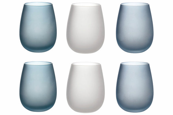 sconto Set mit 6 gefrosteten Wassergläsern 500 ml Villa d'Este Home Tivoli Blue Dream