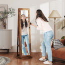 Specchio Portagioie 3 in 1 Girevole a 360° e Autoportante 55x55x161 cm in MDF Marrone Rustico  