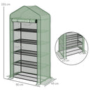 Serra a Casetta a 5 Livelli con Ingresso Avvolgibile 90x49x193 cm in Acciaio e Polietilene Verde