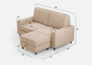 Divano 2 Posti con Pouf 168x145x85 cm Sakar in Tessuto Beige