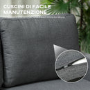 Divano Letto 3 Posti 197x129x85 cm con Chaise e Spazio Contenitore in Tessuto Effetto Lino Grigio Carbone      