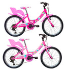 Bicicletta MTB Ragazza 20” 6 Velocità Shelly Fragola o Rosa