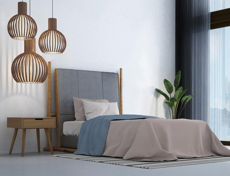 Set Lenzuola Sopra Sotto e Federe in Cotone Celeste Varie Misure