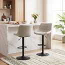 Set 2 Sgabelli Bar Girevoli Regolabili 47x53x90-110 cm con Base in Metallo e Schienale Bianco Crema      