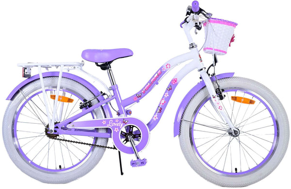 Bicicletta per Bambine 20" Freni Vbrake con Cestino e Portapacchi Viola e Bianco sconto