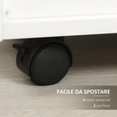 Cassettiera da Ufficio con 4 Cassetti Ruote e Bordi Rialzati 40x36x65 cm in Legno Bianco