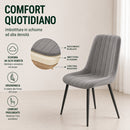 Set 4 Sedie da Pranzo Seduta Ergonomica 43x52x85 cm Struttura in Acciaio in Velluto Grigio     