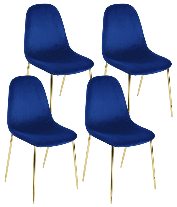 Set mit 4 gepolsterten Stühlen 44 x 55 x 86 cm in blauem und goldenem Samt sconto
