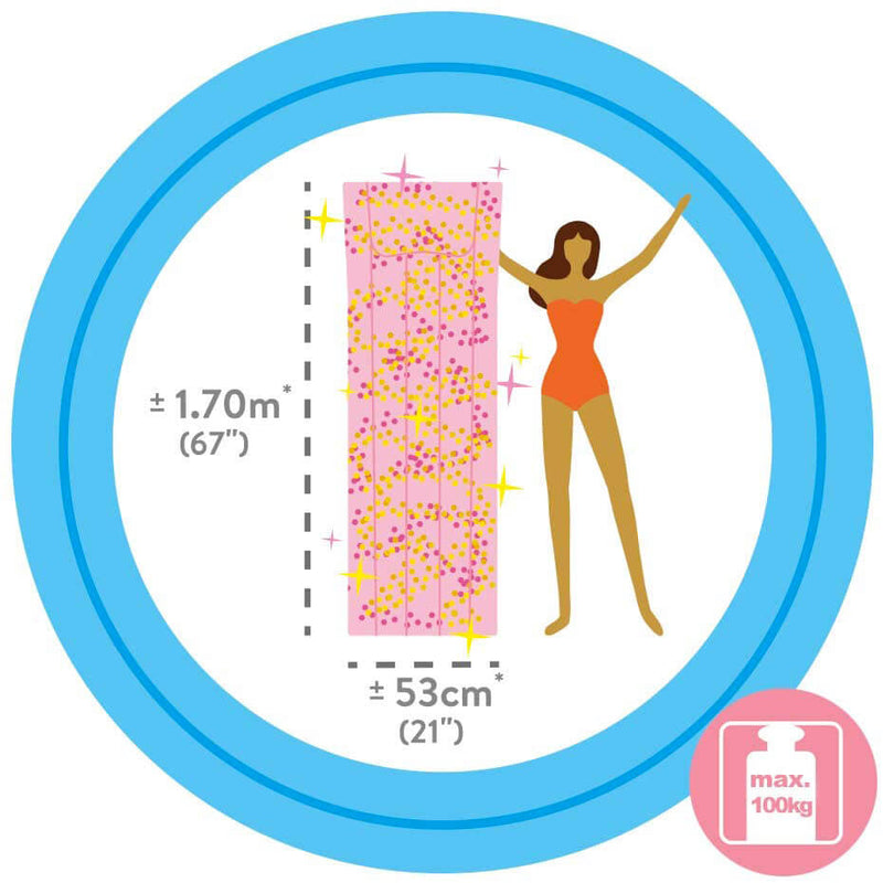 Materassino Gonfiabile Rosa Glitter 170x53 cm Intex 58720EU/EP