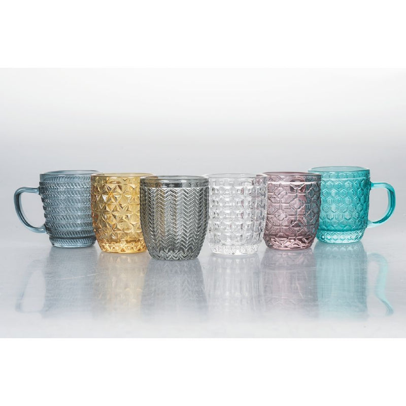 Set 6 Tazzine da Caffè Ø6x7 cm in Vetro Colorato Trasparente VdE Tivoli 1996 Geometrie