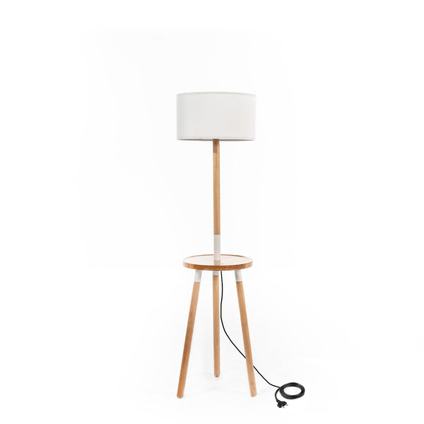 Lampada da Terra 40x40xH135 cm in Tessuto e Legno Acrux Bianco online