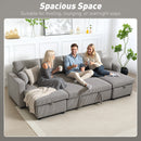 Divano Letto Moderno a U 282x140x86 cm con 2 Chaise Longue e Vani Contenitore Velluto a Coste Grigio      