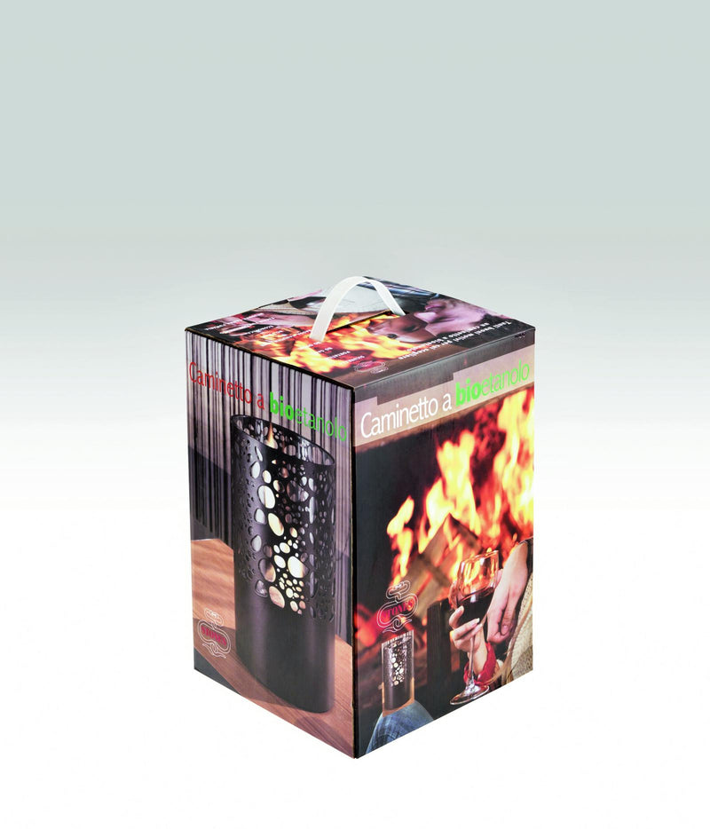 Biocamino da Tavolo 16,5x16,5xH27 cm in Metallo e Vetro Lighthouse Marrone Scuro