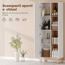Mobile Bagno Alto 62,5x35x176 cm Salvaspazio con 2 Ante e 4 Ripiani Aperti in MDF Bianco      