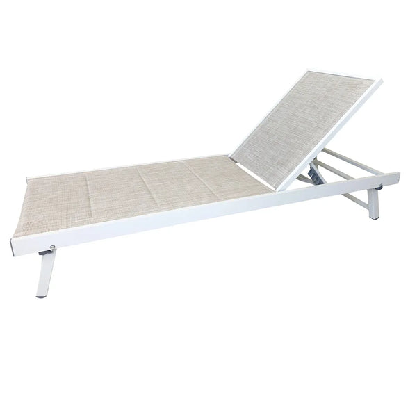 acquista Lettino Prendisole da Giardino Reclinabile Tenerife 188x63,5x73/30,5 cm in Alluminio e Textilene Bianco e Melange