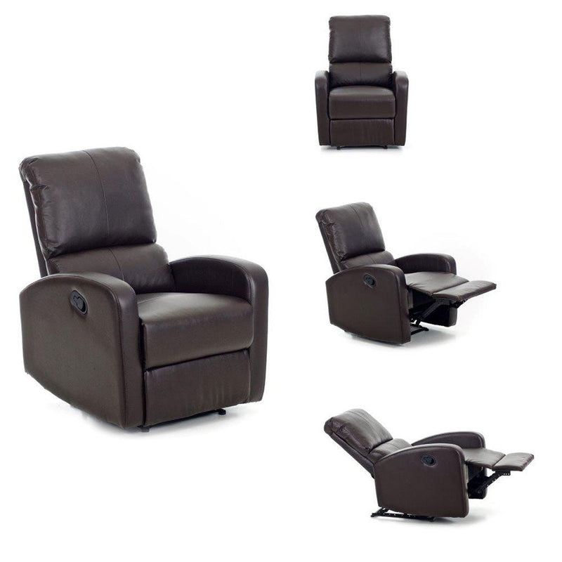 Poltrona Relax Reclinabile Manuale in Similpelle Camilla Marrone