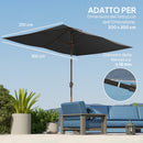 Telo di Ricambio per Ombrellone Rettangolare 3x2 m a 6 Stecche Poliestere Anti UV 50+ Grigio   