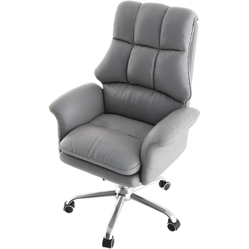 Sedia Poltrona da Ufficio Presidenziale Imbottita con Poggiapiedi Grigio