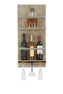 Porta Bottiglie-Bicchieri Tube Verticale 34x12x76 cm MDF e in Ferro Naturale e Argento