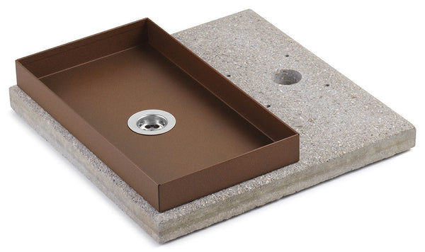 prezzo Base con Vaschetta per Fontane con Ghiera Grande 40x40x5 cm in Cemento Belfer 42/BSE/5 Ruggine