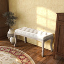 Panca Fondoletto Vintage Trapuntata a Bottoni 110x40x48 cm Tessuto Effetto Lino Beige 