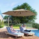 Ombrellone a Sbalzo Inclinabile con Manovella 415x293x270 cm con Base a Croce Cachi