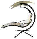 Sedia Dondolo Pensile Relax Chaise Longue 200x116x205 cm in Acciaio con Tettuccio Ecrù