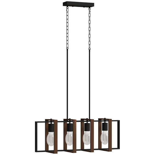 acquista Lampadario a Sospensione Rustico 80x21x90-130 cm con 4 Cornici Girevoli e Catena Regolabile Nero e Marrone