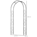 Arco per Rose e Supporto per Piante Rampicanti in Metallo 114x30x230cm Nero