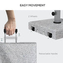 Base per Ombrellone da 28kg in Granito con Maniglia Estensibile e Rotelle 41x41x37.5cm Grigio