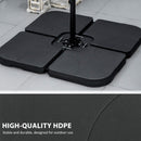 Base per Ombrellone 4 Pezzi in HDPE Riempibili 104x104x7.5 cm Nera 